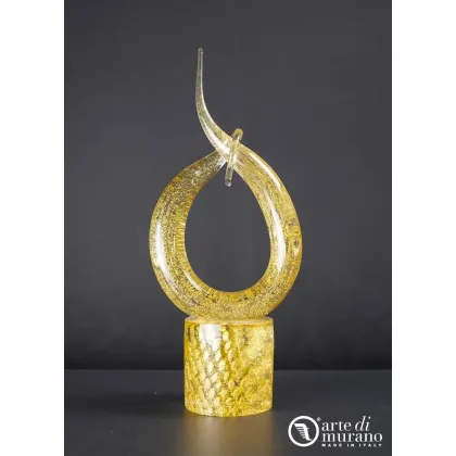 Zdjęcie Abstrakcyjny węzeł rzeźba w całości ze szkła Murano w kolorze złotym rozmiar L