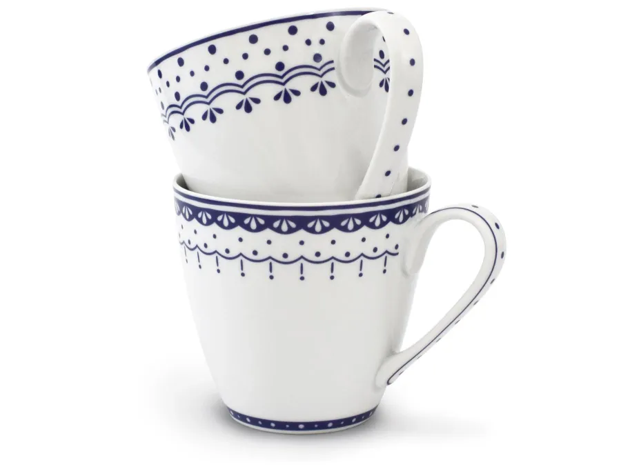 obrazek 2 Stylowy zestaw dwóch kubków z porcelany zdobiony oryginalnym niebieskim ornamentem – Leander
