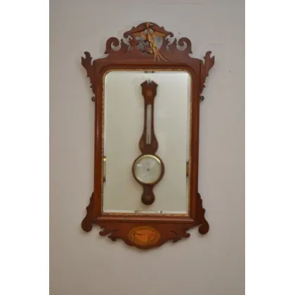 Zdjęcie Bardzo dekoracyjne lusterko ścienne z mahoniu w stylu edwardiańskim - antyk