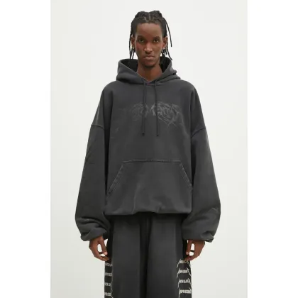 Zdjęcie VETEMENTS bluza Death Metal Cropped Boxy kolor szary z kapturem z nadrukiem UA66HD620BB