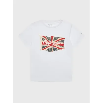 Zdjęcie Pepe Jeans T-Shirt Flag Logo PB503492 Biały Regular Fit