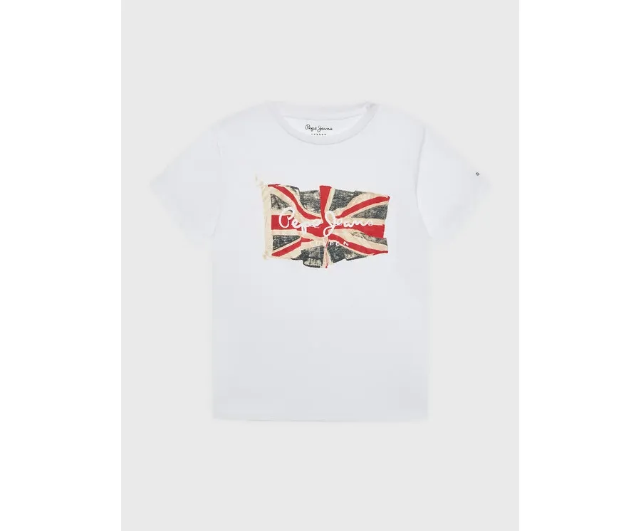 obrazek 1 Pepe Jeans T-Shirt Flag Logo PB503492 Biały Regular Fit
