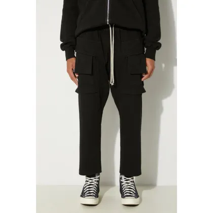 Zdjęcie Rick Owens spodnie dresowe bawełniane Creatch Cargo Cropped Drawstring kolor czarny gładkie DU02D2371.RIG