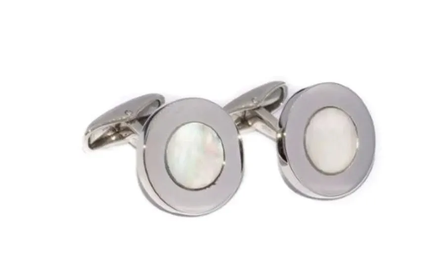 obrazek 1 Eleganckie spinki do koszuli z kamieniem Mother of Pearl