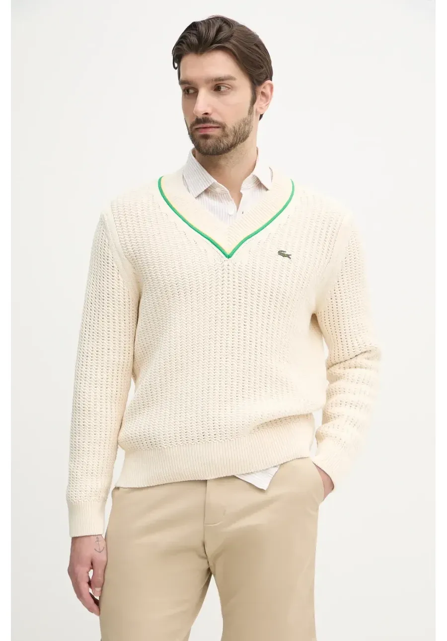 obrazek 1 Lacoste sweter męski kolor beżowy AH9303