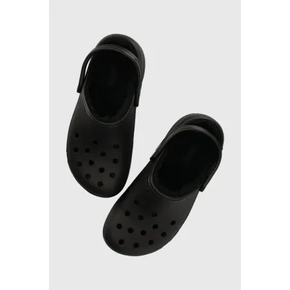 Zdjęcie Crocs klapki Classic Platform Lined Clog damskie kolor czarny na platformie 207938