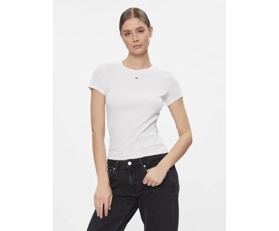 obrazek 1 Tommy Jeans T-Shirt Essential DW0DW17383 Biały Slim Fit