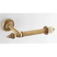 Picture Exclusive brass toilet roll holder with clear and gold Murano glass ball - Il Paralume Marina