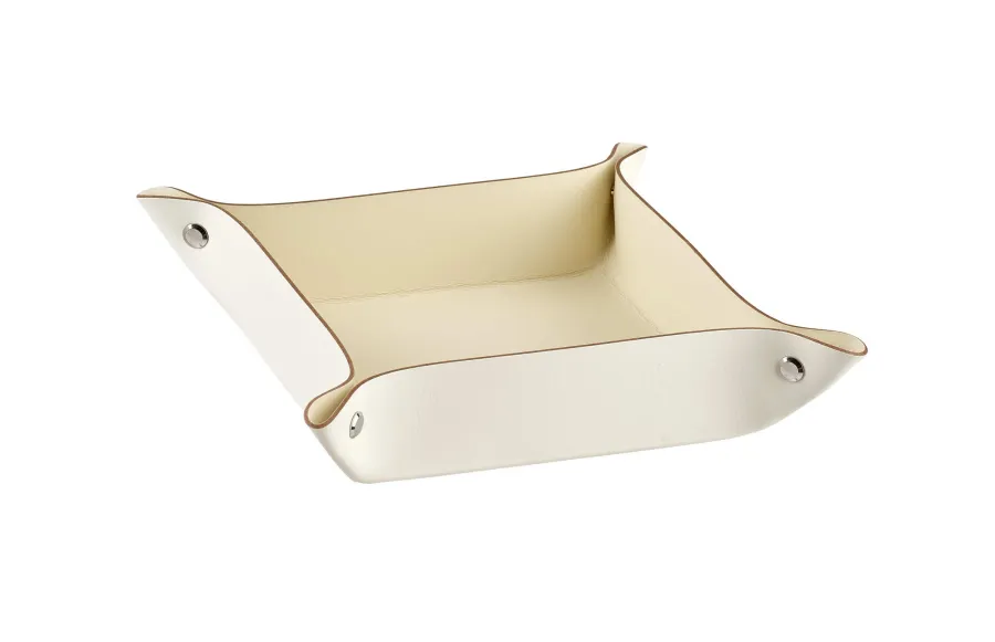 obrazek 1 Stylowa biała skórzana tacka o wymiarach 14х14xH5 cm