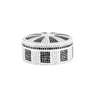 Picture A small round porcelain container with a black and white mosaic motif - Vista Alegre