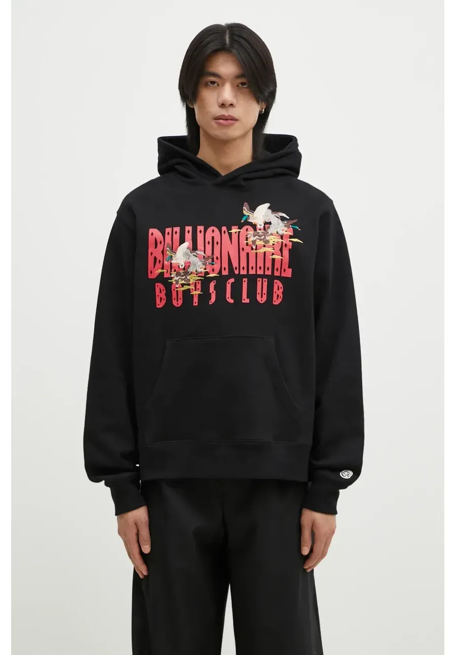 obrazek 1 Billionaire Boys Club bluza bawełniana Duck Embroidered Straight Logo Popover męska kolor czarny z kapturem z nadrukiem B24450