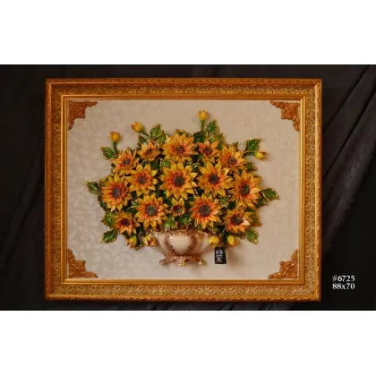 Zdjęcie Unikatowy obraz ceramiczny ze słonecznikami 88x70 cm
