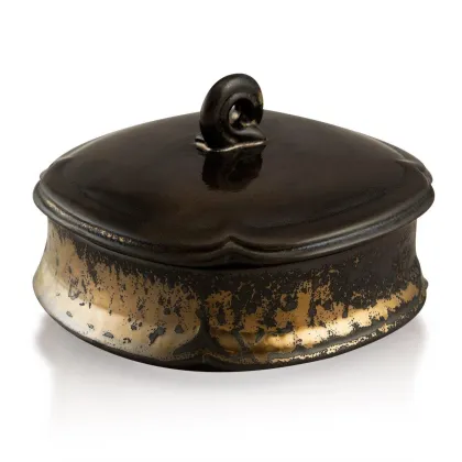 Picture Ceramic container with an oxidized bronze finish – Ahura