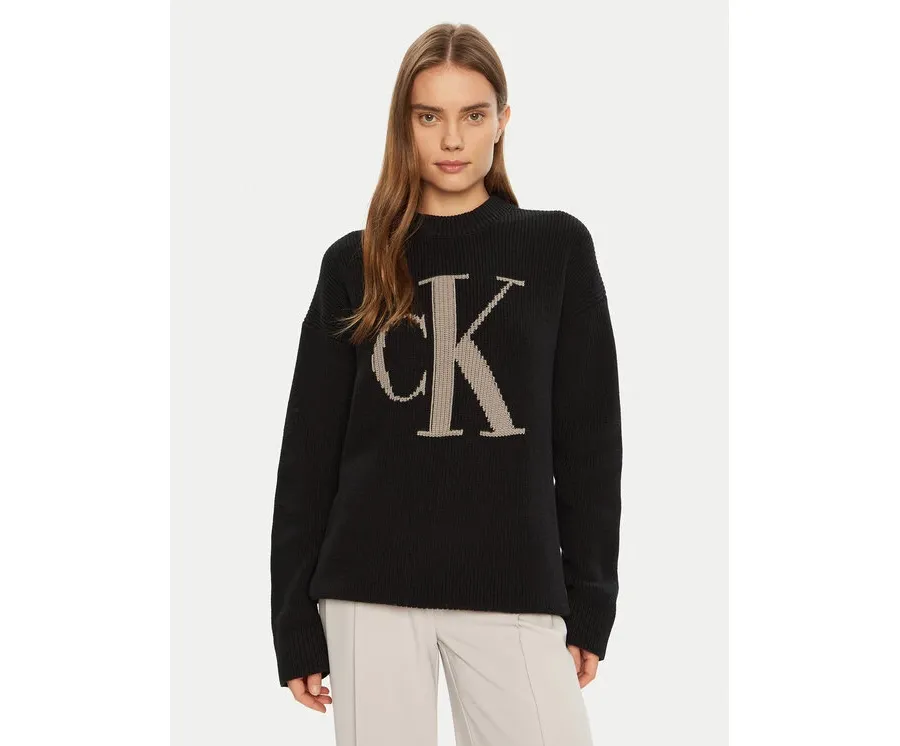 obrazek 1 Calvin Klein Jeans Sweter Intrasia J20J224799 Czarny Relaxed Fit