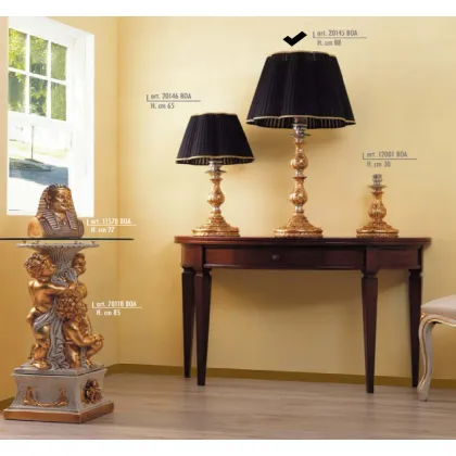 Picture A small pyramid-shaped lamp with a black lampshade, 88 cm - Valle d'oro Patchi