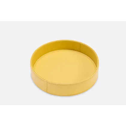 Picture Stylish cedar yellow leather container for small items - for the office