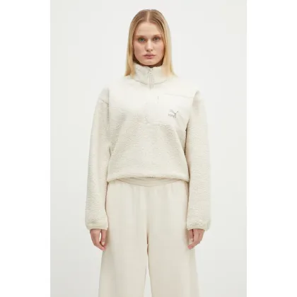 Zdjęcie Puma bluza polarowa CLASSICS kolor beżowy gładka 626796