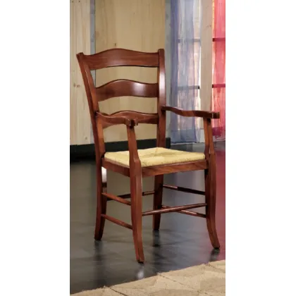 Zdjęcie Oryginalny, włoski fotel z siedziskiem ze słomy - Fratelli Mirandola