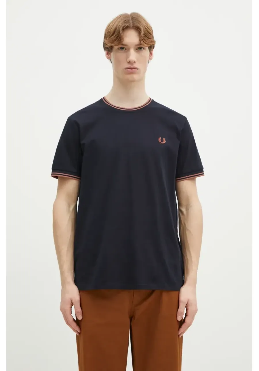 obrazek 1 Fred Perry t-shirt bawełniany męski kolor granatowy gładki M1588.Y31