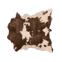 Picture Stylish leather carpet in brown and white
