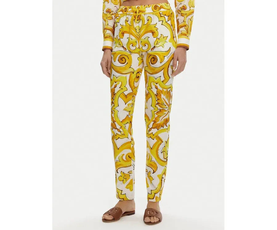 obrazek 1 Dolce&Gabbana Spodnie materiałowe FTC4PT HH5EA Żółty Regular Fit