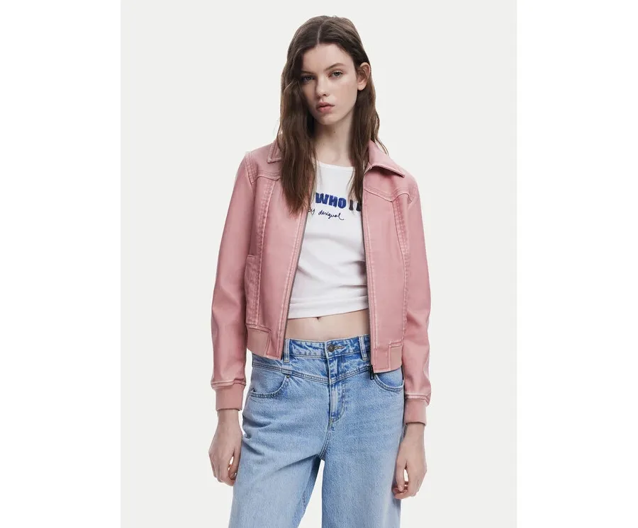 obrazek 1 Desigual Kurtka z imitacji skóry 25SWEW47 Różowy Loose Fit