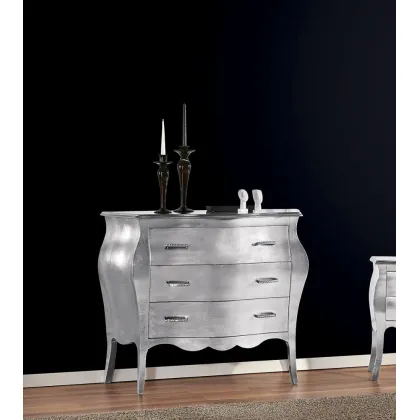 Zdjęcie Zaokrąglona komoda z 3 szufladami z jasnym srebrnym wykończeniem - Zanini