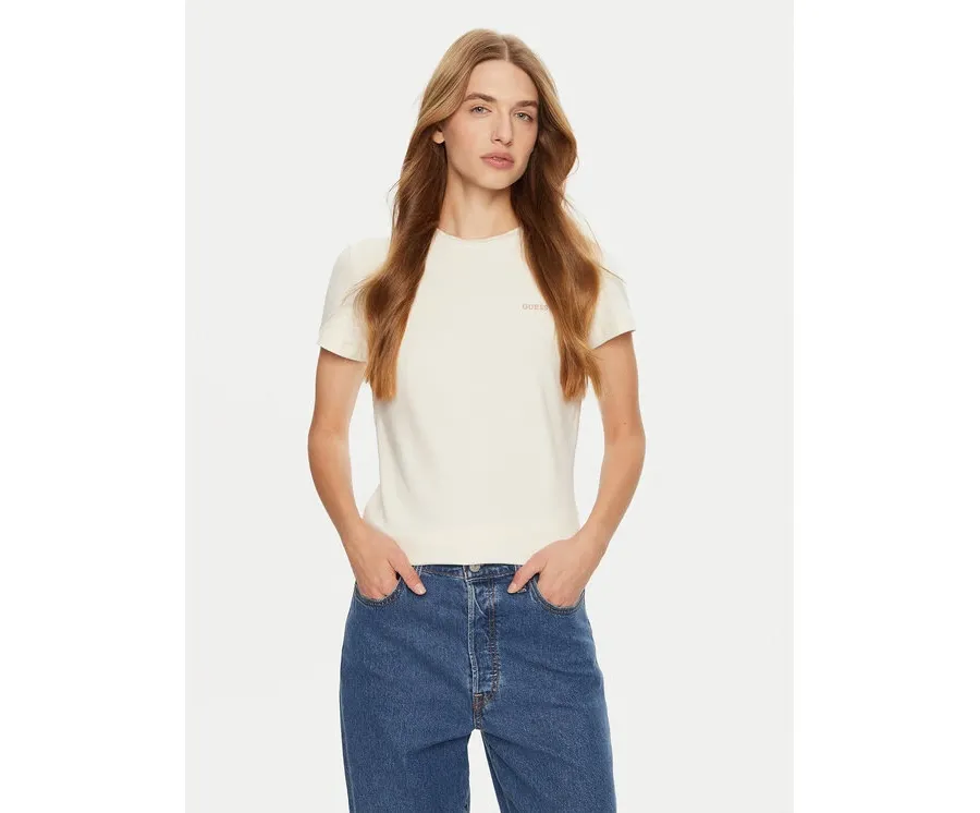 obrazek 1 Guess T-Shirt V4BI04 KCBF1 Écru Slim Fit
