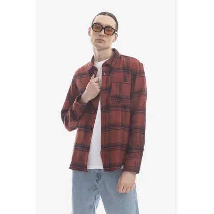 Zdjęcie A.P.C. koszula z domieszką wełny kolor czerwony regular z kołnierzykiem klasycznym WOAOQ.H02396-BRICKRED