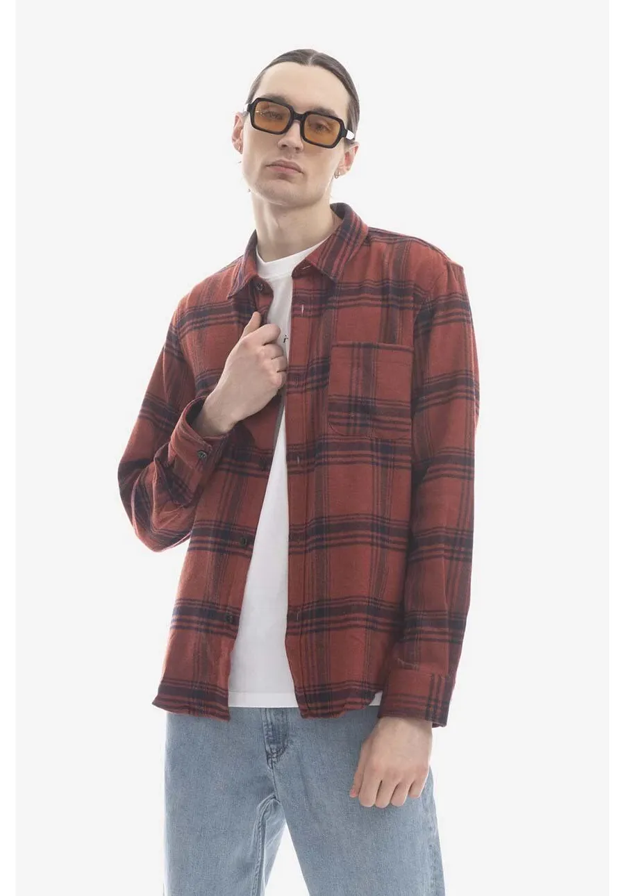 obrazek 1 A.P.C. koszula z domieszką wełny kolor czerwony regular z kołnierzykiem klasycznym WOAOQ.H02396-BRICKRED