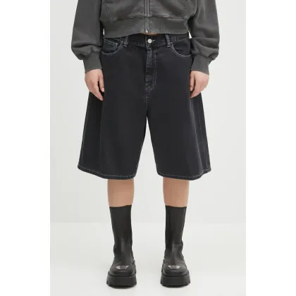 Zdjęcie Carhartt WIP szorty jeansowe Brandon Short damskie kolor czarny gładkie high waist I034839