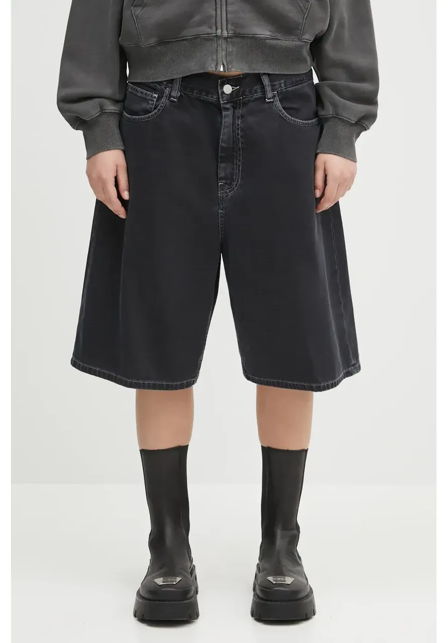 obrazek 1 Carhartt WIP szorty jeansowe Brandon Short damskie kolor czarny gładkie high waist I034839