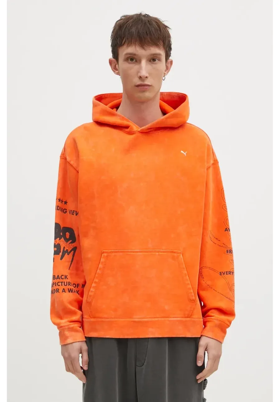 obrazek 1 Puma bluza bawełniana UNTERGRUND męska kolor pomarańczowy z kapturem gładka 626664