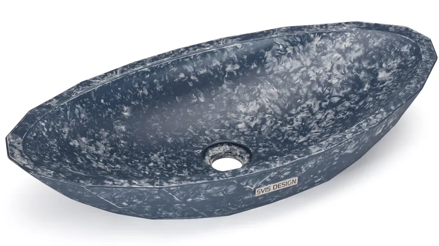 obrazek 2 Designerska umywalka 60 cm DIAMOND BASIC - FINGER PAINTING, niebiesko-szary, lakier matowy