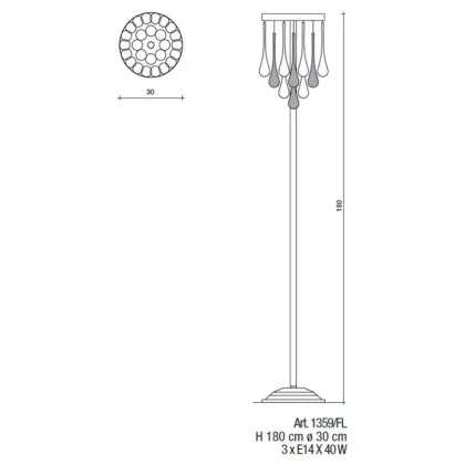 Picture A unique floor lamp with Murano glass elements