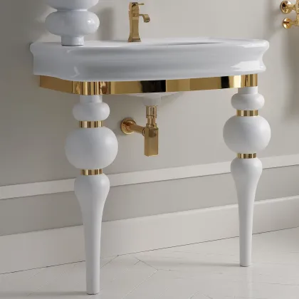 Zdjęcie Piękna stylowa konsola Via Veneto z umywalką LA12 w kolorze białym matowym – 3SC