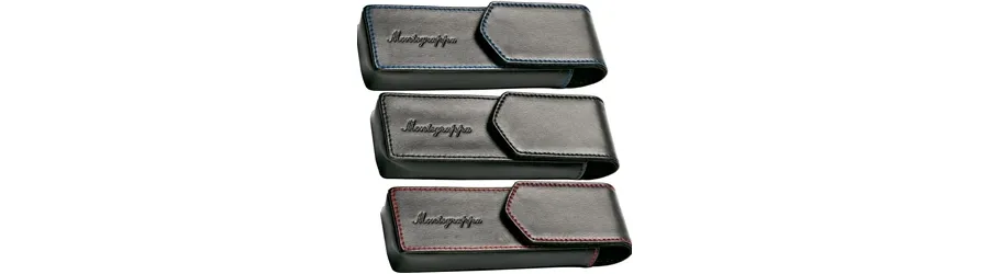 obrazek 3 Black Single Pen Pouch With Red Stitches Montegrappa