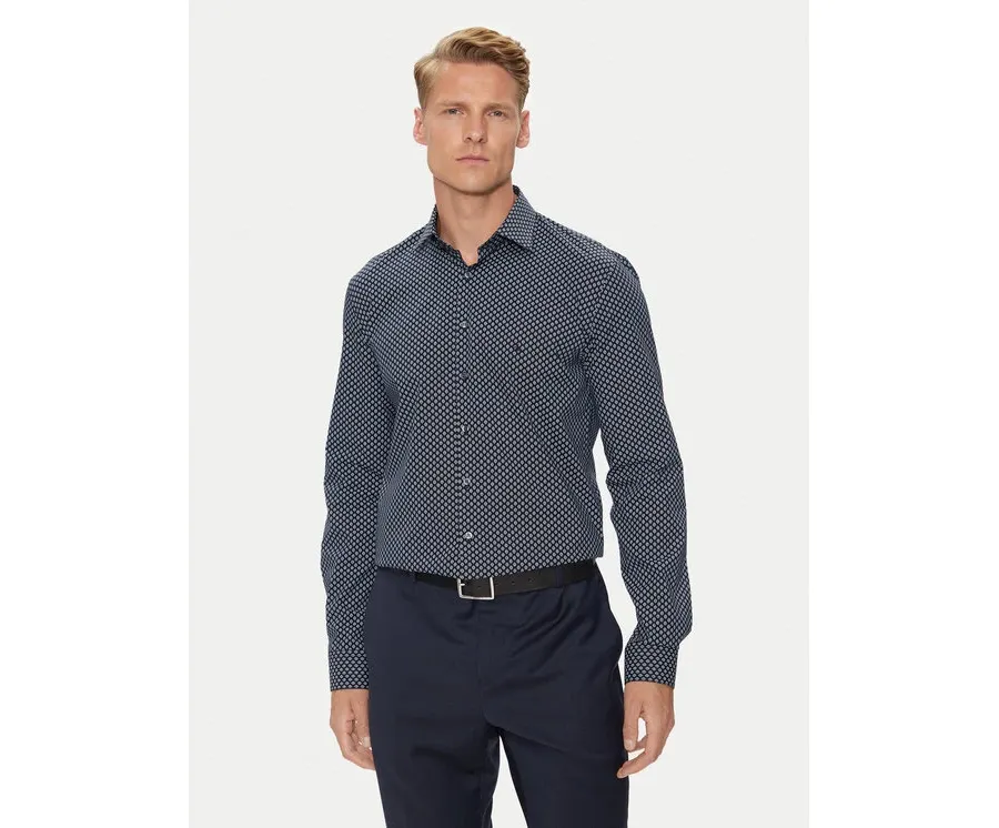 obrazek 1 Calvin Klein Koszula Poplin 2Tones Print Slim K10K113545 Granatowy Slim Fit