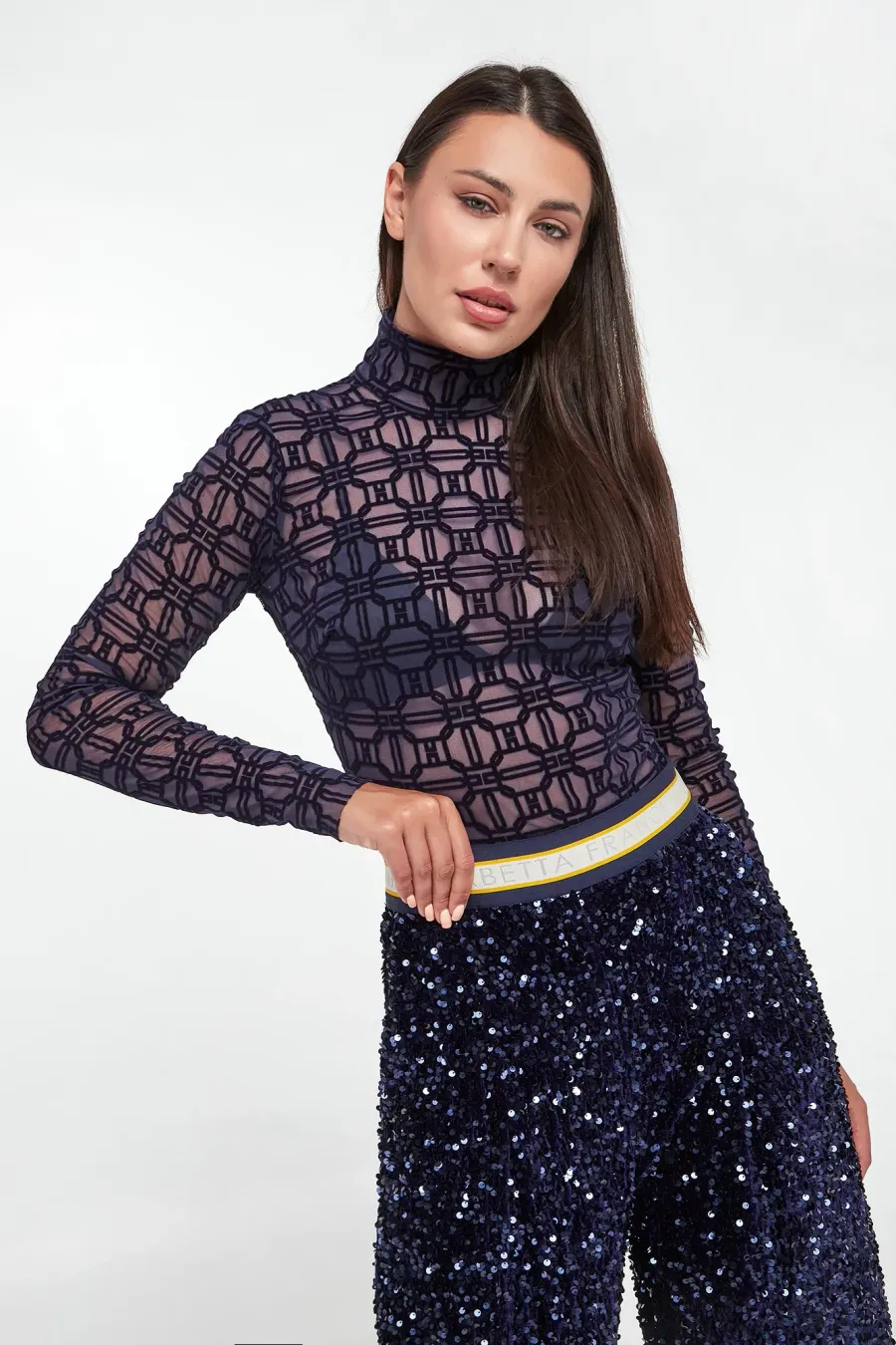 obrazek 1 Body damskie tiulowe ELISABETTA FRANCHI Elisabetta Franchi