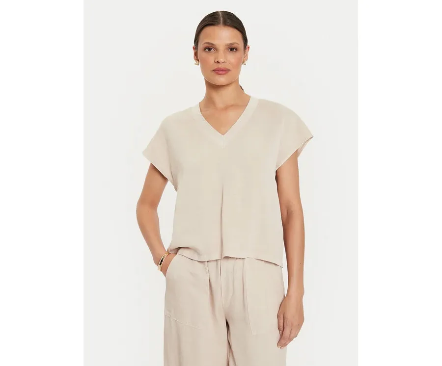 obrazek 1 ViCOLO Bluzka TB2083 Beżowy Regular Fit