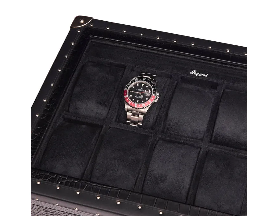 obrazek 5 Czarne skórzane pudełko na 10 zegarków