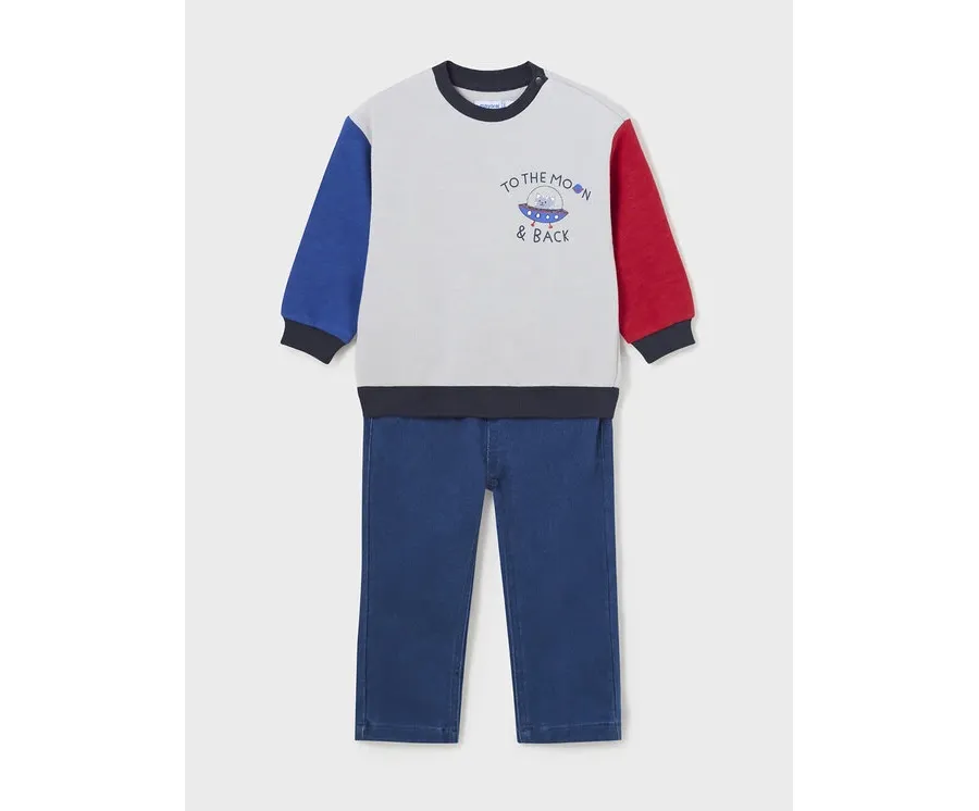 obrazek 1 Mayoral Komplet bluza i spodnie materiałowe 2.542 Niebieski Regular Fit