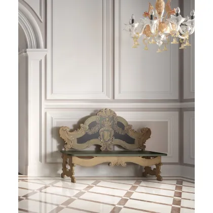 Zdjęcie Stylowa włoska ławka z nogami „Lira” w stylu renesansowym