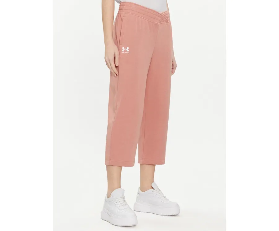 obrazek 1 Under Armour Spodnie dresowe Ua Rival Terry Crop Wide Leg 1382737-696 Różowy Loose Fit