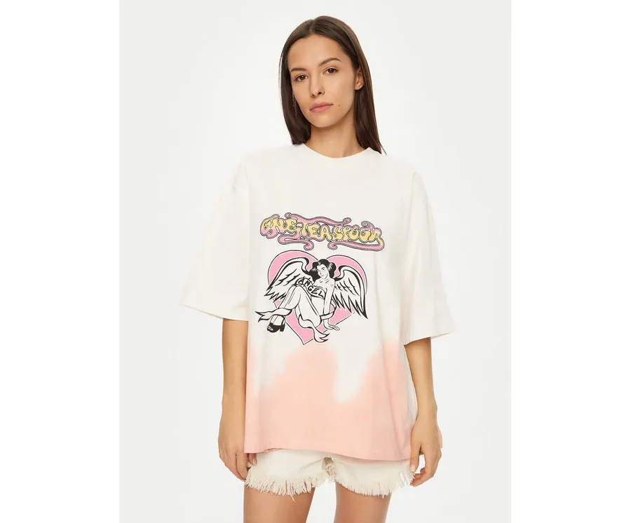 obrazek 1 One Teaspoon T-Shirt Angel 26821 Écru Relaxed Fit