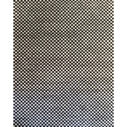 Zdjęcie Dywan z wełny i tkaniny bambusowej w biało-czarną szachownicę