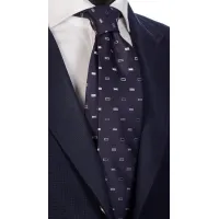Picture Dark navy blue, exclusive tie, hand-sewn in rectangles