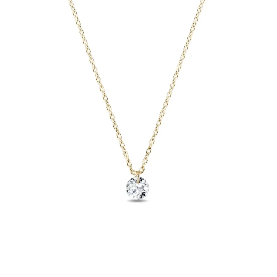 obrazek 1 Naszyjnik z żółtego złota z diamentem laboratoryjnym KLENOTA