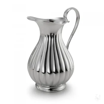 Picture Original silver water jug decorated with vertical stripes - Zaramella Argenti