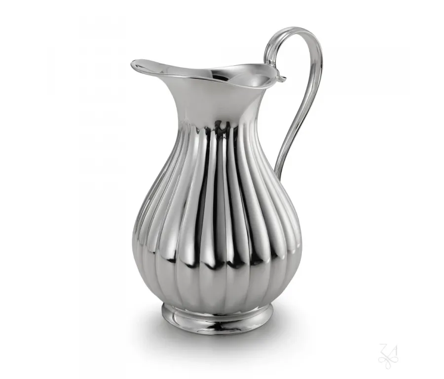 picture 1 Original silver water jug ​​decorated with vertical stripes - Zaramella Argenti